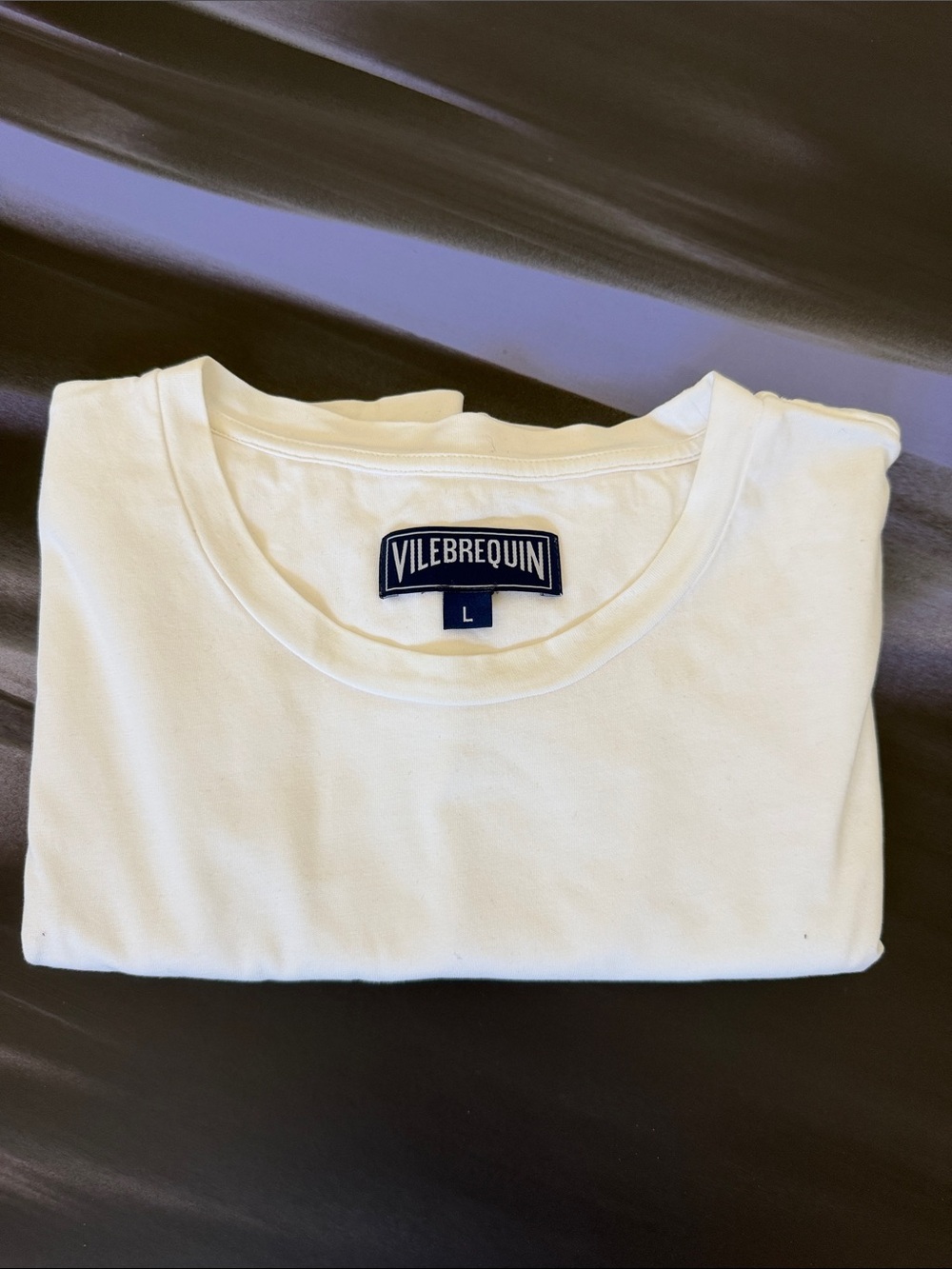 Vilebrequin White Crewneck Tee with Navy Logo
